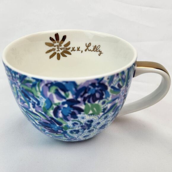 🔺️Lily Pulitzer Blue & Purple "High Maintenance" Ceramic 12oz Teacup - Picture 2 of 13